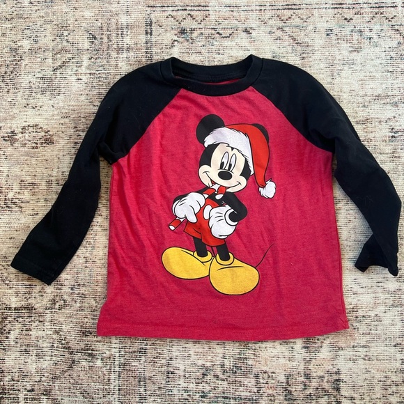 Disney Other - Disney Mickey Mouse Festive Red and Black Long Sleeve Tee